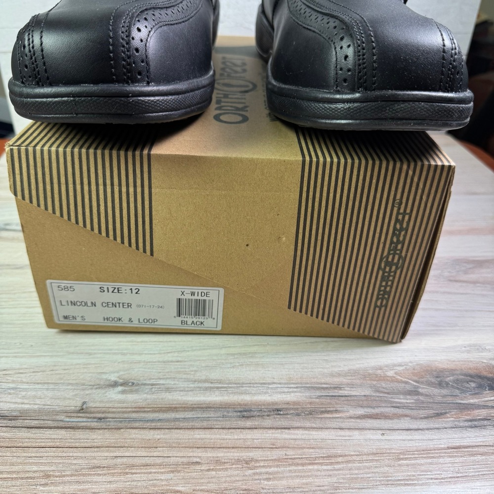 Orthofeet Lincoln Center Mens Loafers Black Leather Hook Loop Size 12 X-Wide 585 - Picture 8 of 9